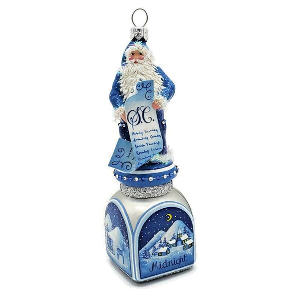 Patricia Breen Ornament Checking it Twice Midnight Blue Santa Claus Christmas - Picture 1 of 6